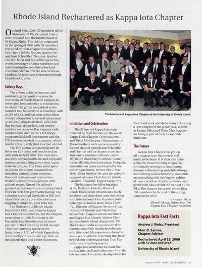 Expansion: Rhode Island Rechartered As Kappa Iota Chapter